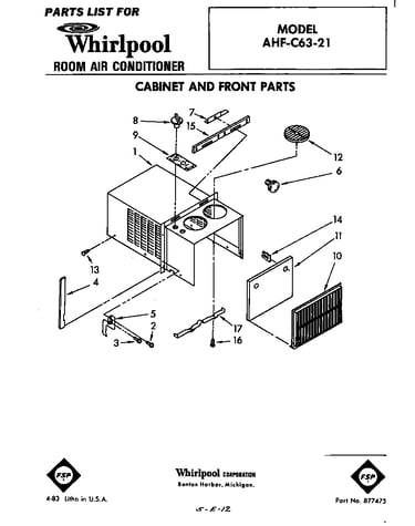 Cabinet and front parts