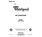 Whirlpool AHF14042 front cover diagram