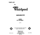 Whirlpool ET17SCXLWR1 front cover diagram