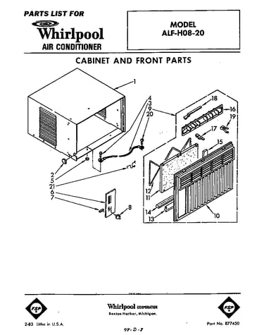 Cabinet and front parts