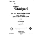 Whirlpool SF0100SKW0 front cover diagram