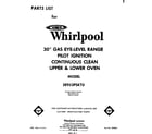 Whirlpool SE953PSKT0 front cover diagram
