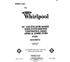 Whirlpool SE953PEKT0 front cover diagram
