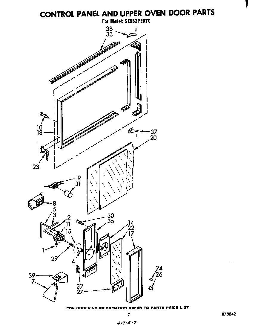 Control panel and upper oven door