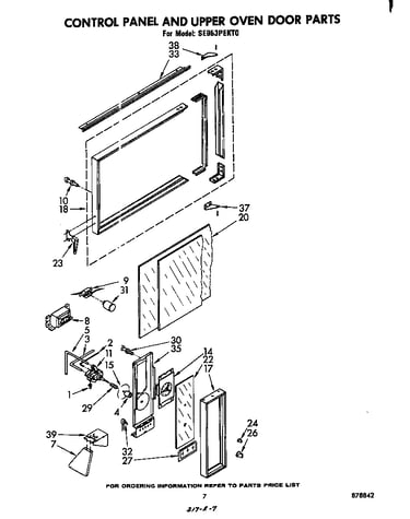 Control panel and upper oven door