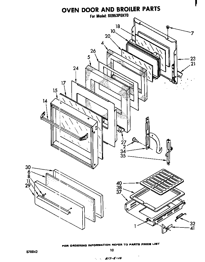 Oven door and broiler