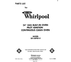 Whirlpool SB130PSK0 cover page-text only diagram