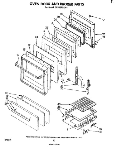 Oven door and broiler