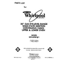 Whirlpool SE950PEKW1 front cover diagram
