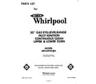 Whirlpool SE950PSKW0 front cover diagram