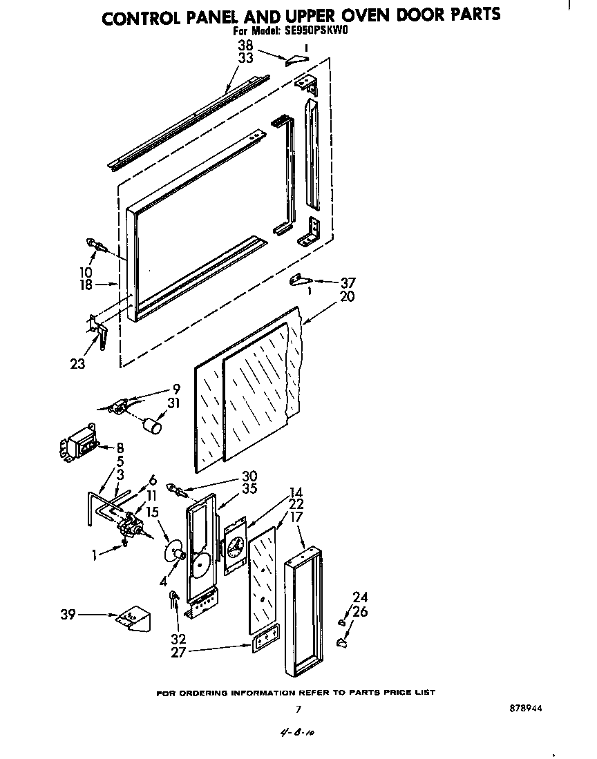 Control panel and upper oven door