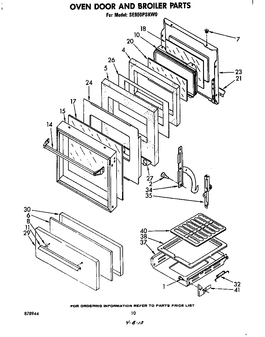 Oven door and broiler