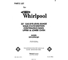 Whirlpool SE950PEKW0 front cover diagram