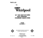 Whirlpool SB100PSK1 cover page-text only diagram