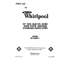 Whirlpool SB100PEK1 cover page-text only diagram