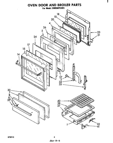 Oven door and broiler