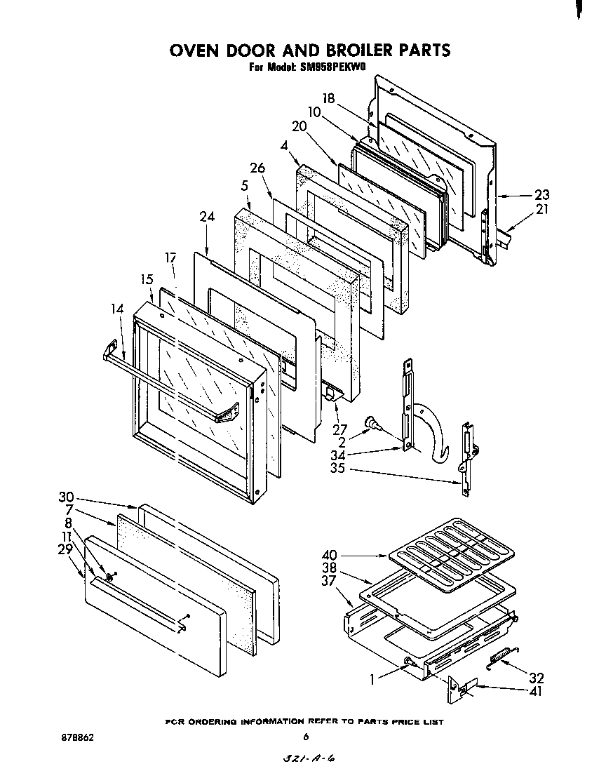 Oven door and broiler