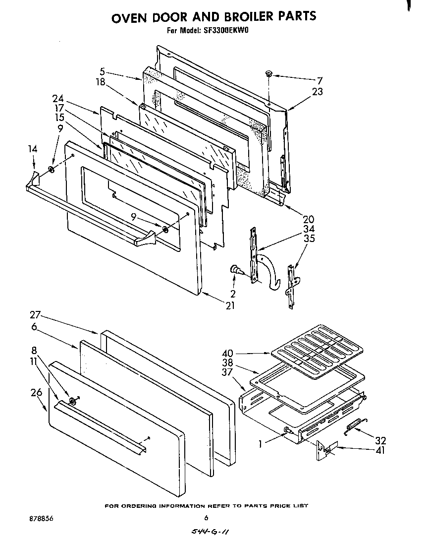 Oven door and broiler