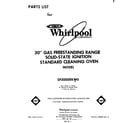 Whirlpool SF3000EKW0 front cover diagram
