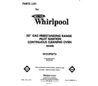 Whirlpool SF333PSKT0 front cover diagram