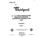 Whirlpool SF333PEKT0 front cover diagram
