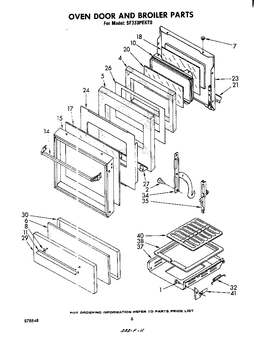 Oven door and broiler