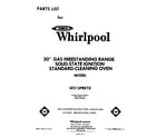 Whirlpool SF313PEKT0 front cover diagram