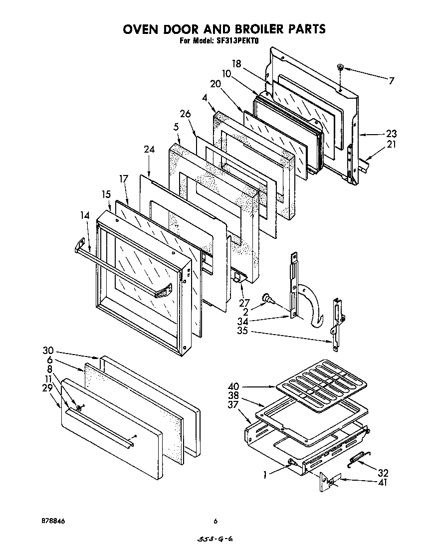 Oven door and broiler