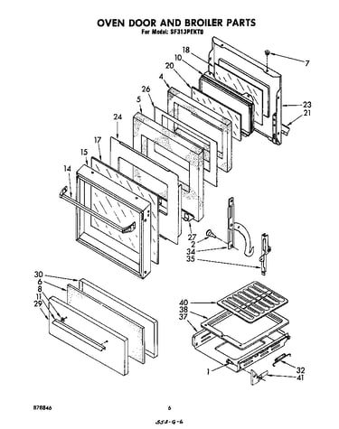 Oven door and broiler