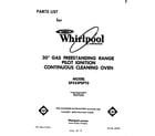 Whirlpool SF333PSPT0 front cover diagram
