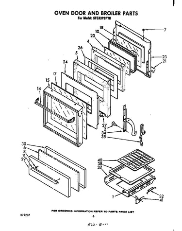 Oven door and broiler