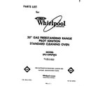 Whirlpool SF310PSPW0 front cover diagram