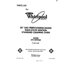 Whirlpool SF310PEPW0 front cover diagram