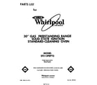 Whirlpool SF313PEPT0 front cover diagram