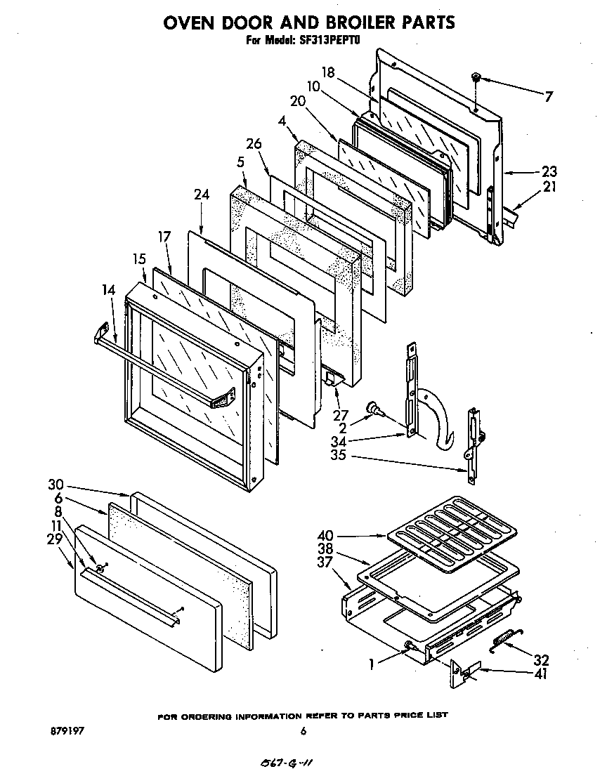 Oven door and broiler