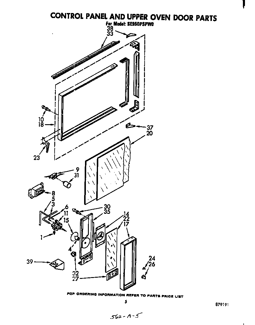 Control panel and upper oven door