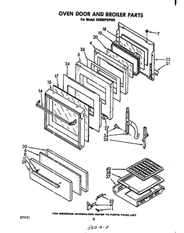 Oven door and broiler