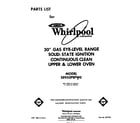 Whirlpool SE950PEPW0 front cover diagram