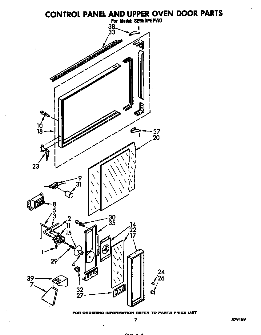 Control panel and upper oven door