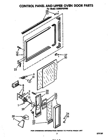 Control panel and upper oven door
