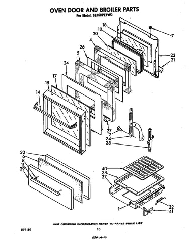 Oven door and broiler