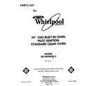 Whirlpool SB1000SKN0 cover page-text only diagram