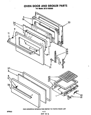 Oven door and broiler