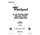 Whirlpool SE953PEKT1 front cover diagram