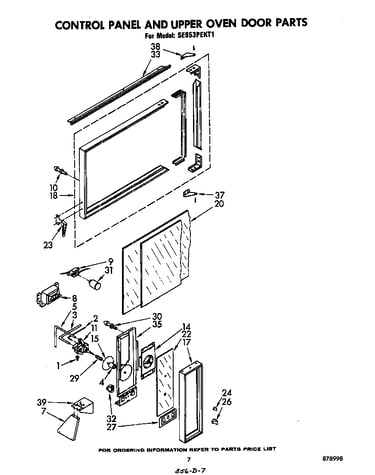 Control panel and upper oven door