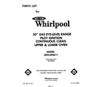 Whirlpool SE953PSKT1 front cover diagram