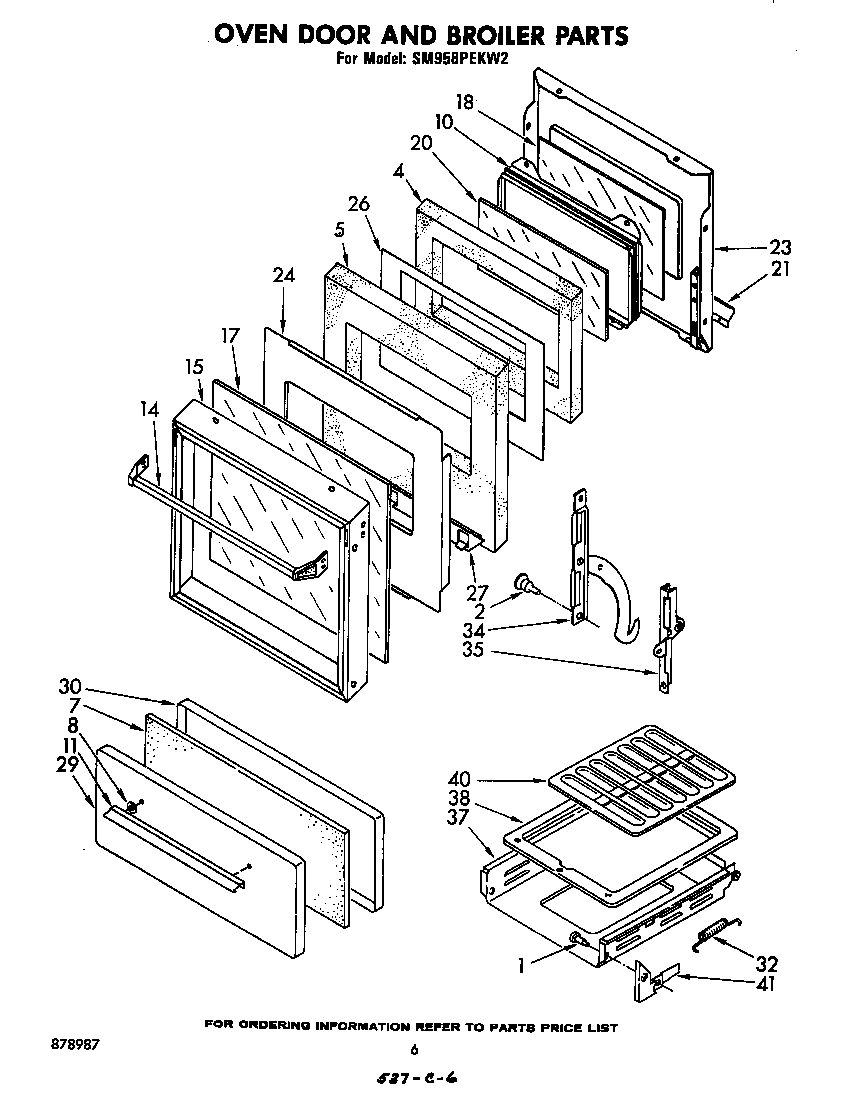 Oven door and broiler