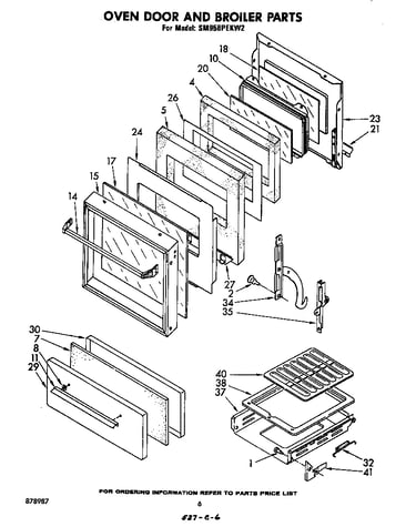 Oven door and broiler