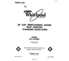 Whirlpool SF316PSPW0 front cover diagram