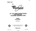Whirlpool SF300PSPW0 front cover diagram